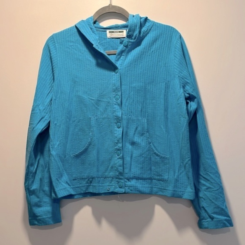 Vintage Shenanigans cropped oversized button down hoodie sz PM